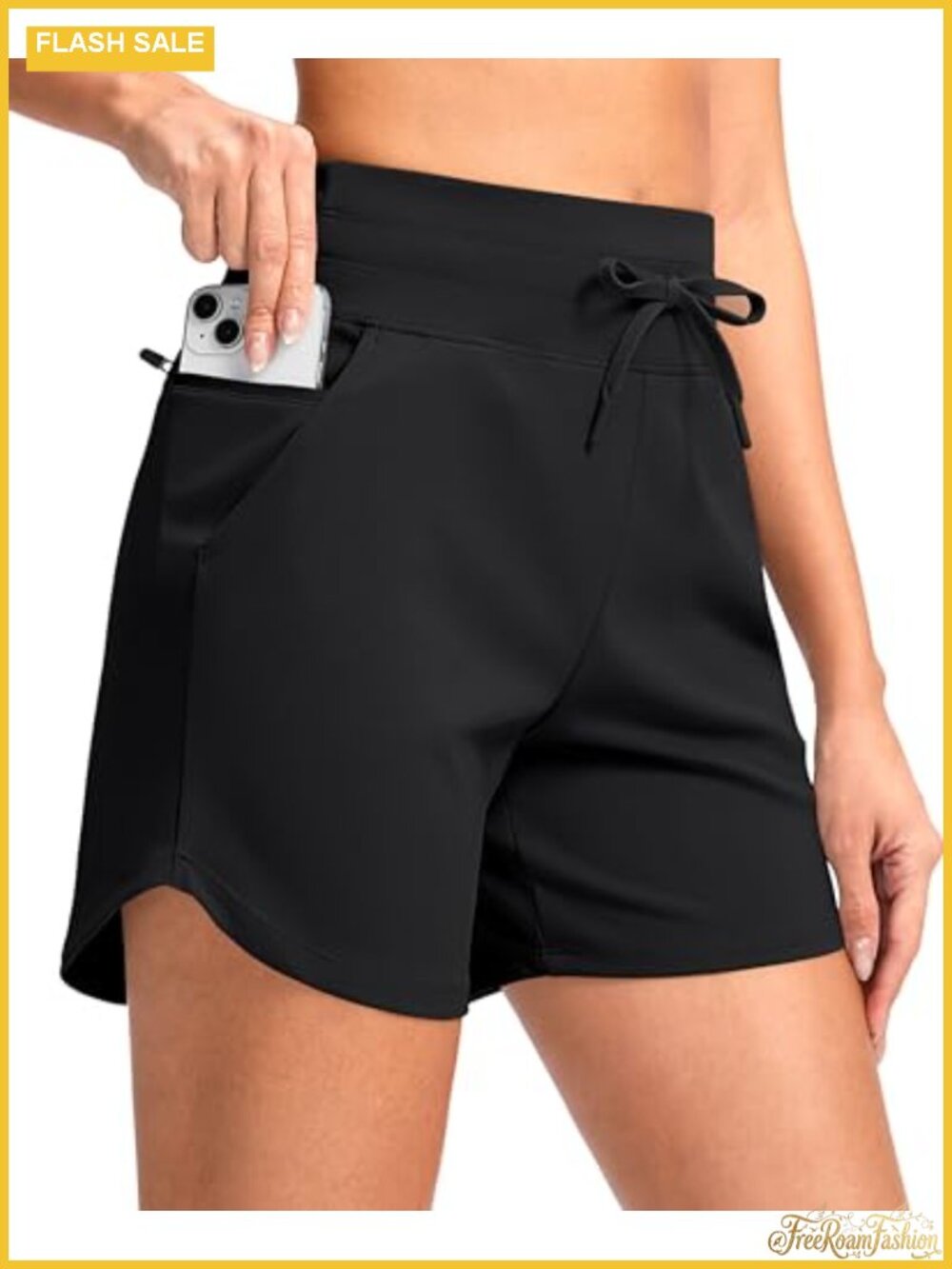 Women's 5" Quick Dry High Waisted Athletic Shorts with Pockets, 19% Elastane